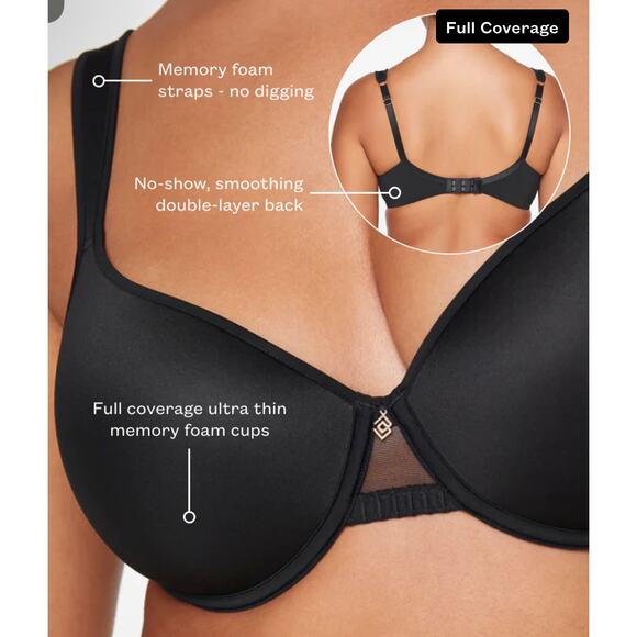 Third Love Perfect Full Coverage Underwire Bra in Black Size 46B - Picture 4 of 10